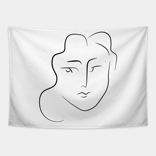 Henri matisse line art woman print Tapestry by GraphicO