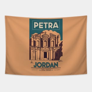 A Vintage Travel Art of Petra - Jordan Tapestry