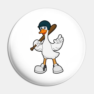 Duck at Baseball with Baseball racket & Helmet Pin