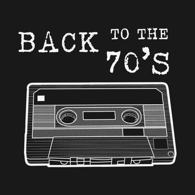 BACK TO THE 70s /white lineart version Cassette Tape Vintage Music by leepianti