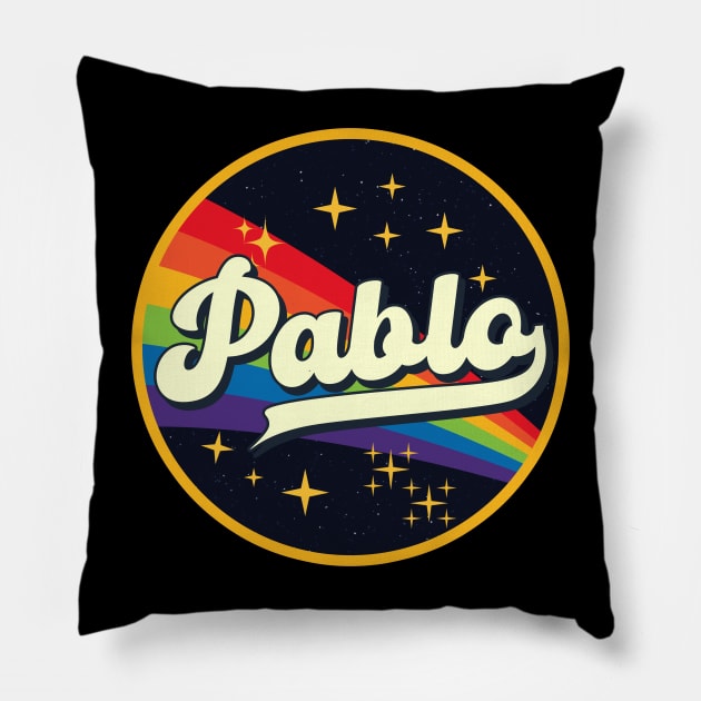 Pablo // Rainbow In Space Vintage Style Pillow by LMW Art