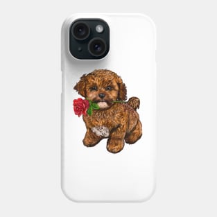 The Best Valentine’s Day Gift ideas, cavalier king charles spaniel Cute puppy dog 2 love heart sweetheart with red rose in its mouth. Cavapoochon Cavapoo dog Valentine’s Day Phone Case