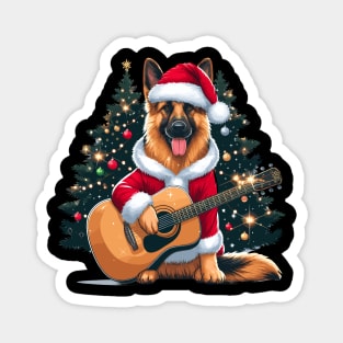 German Shepherd Playing Guitar Christmas Magnet