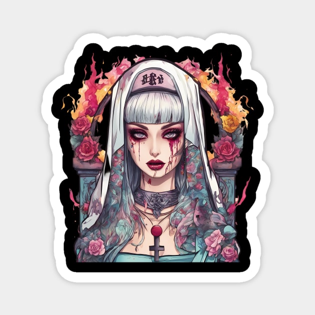 Crying Depressed Girl Magnet by animegirlnft