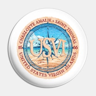 Charlotte Amalie, Saint Thomas, US Virgin Islands, Beach and Wind Rose Pin