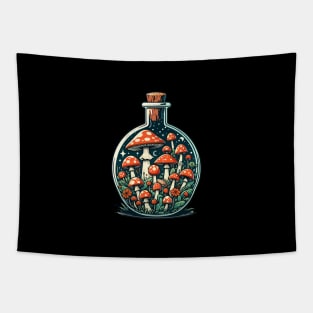 Mushroom Garden in Jar Retro Vintage Tapestry