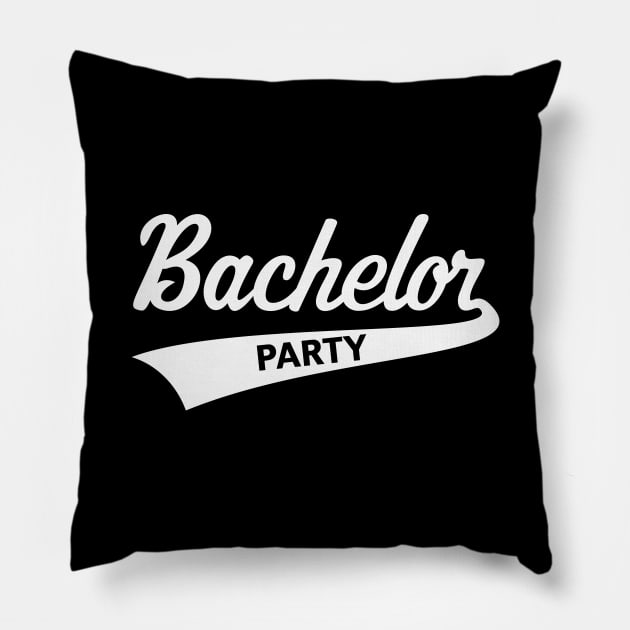 Bachelor Party (Stag Party / Team Groom / Lettering / White) Pillow by MrFaulbaum