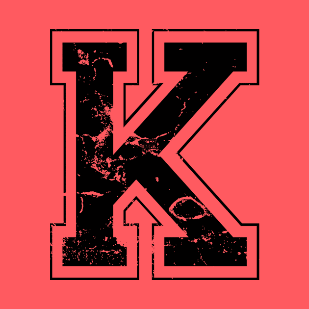 Initial Letter K Black Jersey Sports Athletic Player by porcodiseno