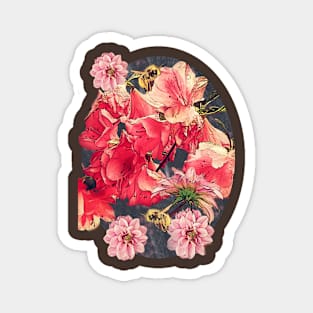 Vintage Flowers with Bees Magnet