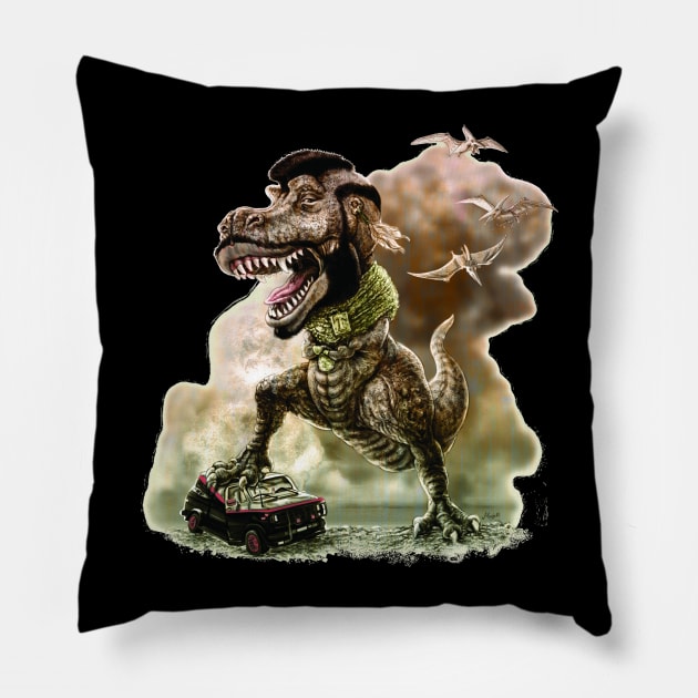 T Wrecks Dinosaur Pillow by Mudge