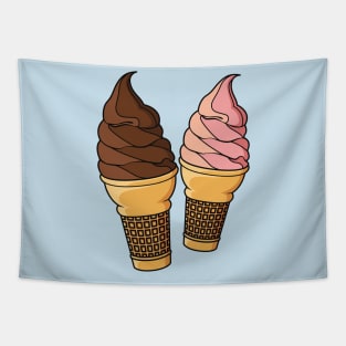 Ice cream cone cartoon illustration Tapestry