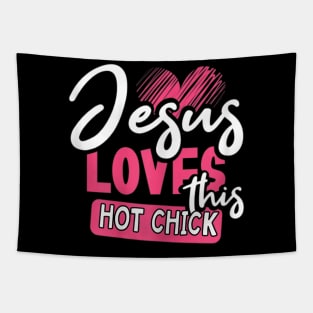 Jesus Loves This Hot Chick Tapestry