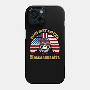 Bigfoot loves America and Massachusetts Phone Case