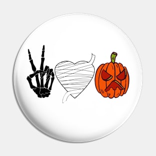 Peace Love and Pumpkins Cute Halloween Pin