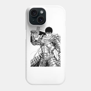 black swordsman ecopop in metal medieval eclipse armor in the nights Phone Case