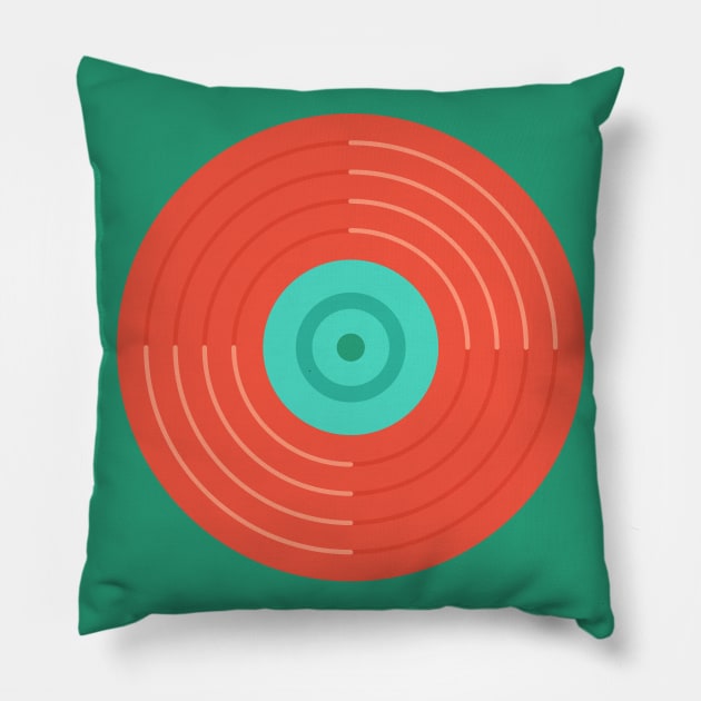 Minimalistic Retro Vinyl Record Pillow by waltzart