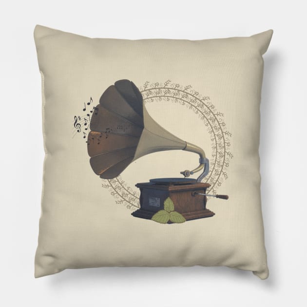 Vintage Gramophone Pillow by Lilac Elite