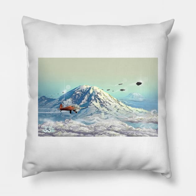 Kenneth Arnold 75th Anniversary Print - 'Dawn of the Flying Saucers 1946-1949' Book Cover (33oz, 2022) Pillow by 33oz Creative