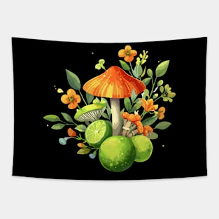 Lime and Mushrooms Tapestry