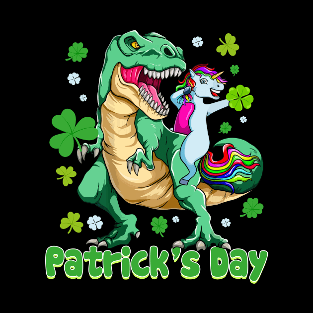 Unicorn Ridding Dinosaur Patrick's Day by Hensen V parkes