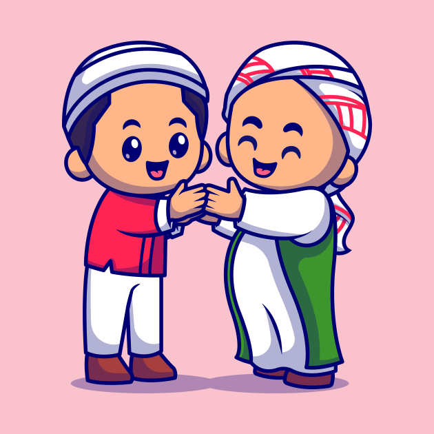 Couple Muslim Men Shaking Hands Cartoon by Catalyst Labs