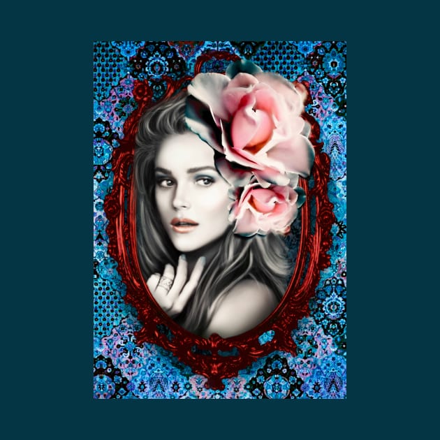 Beautiful Girl WITH ROSES in the Frame digital Art Fine ARTWORK by Relaxing Art Shop