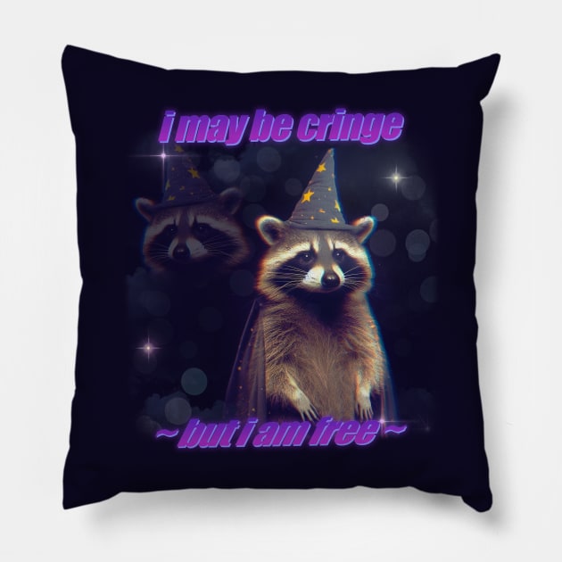 cringe raccoon wizard Pillow by hunnydoll