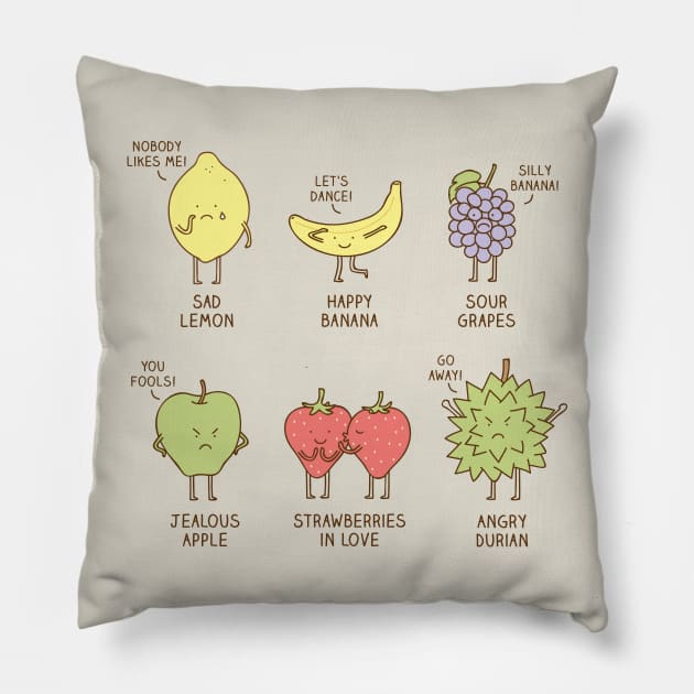 Fruits have feelings too! Pillow by milkyprint