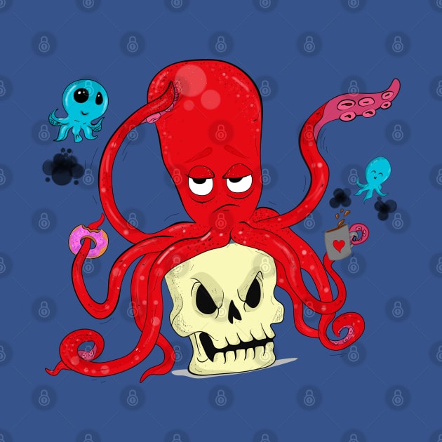 Cute giant octopus with skull by MariRiUA