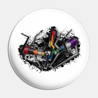 Grunge Graffiti LGBT Ally Lightning and Arrows Pin