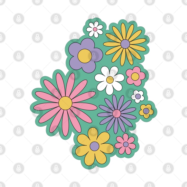 Retro Cartoon Flower Patch by Caring is Cool