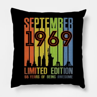 September 1969 55 Years Of Being Awesome Limited Edition Pillow