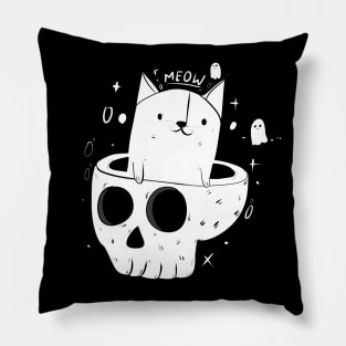 Meow Kitty Skull Pillow