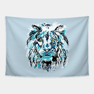 Colorful Lion - Blue Lion Head Beautiful Eyes Tapestry