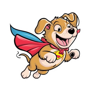 A Super Dog flying. Sticker, T-shirt Design T-Shirt