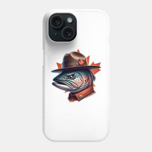 Canadian Mountie Salmon Illustration Phone Case