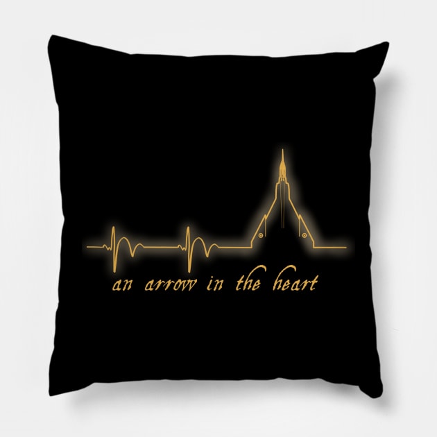 Arrow in the Heart Yellow Pillow by Amberchrome