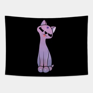 Purple Rain Kitsch Cat Tapestry