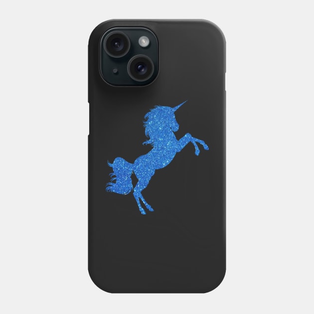 Bright Blue Faux Glitter Unicorn Phone Case by Felicity-K