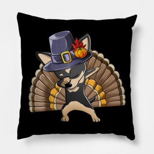 Thanksgiving  for Boys Men Dabbing Chihuahua Turkey Pillow