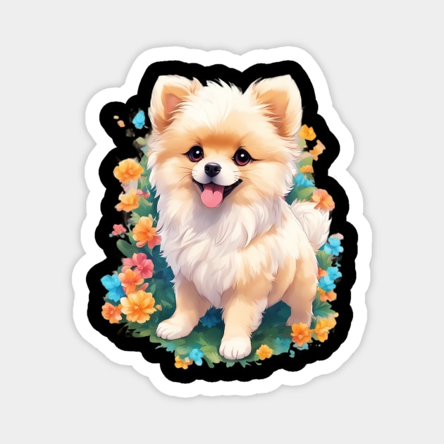 Pawsitively Adorable Baby Pomeranian Dog Magnet by animegirlnft