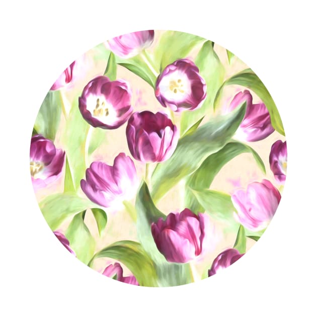 Bright Tulips on Soft Grey by micklyn