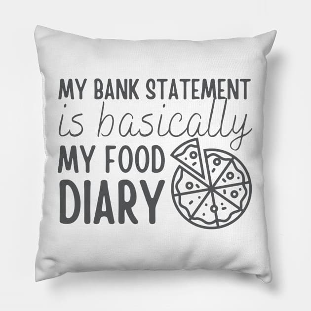 My Bank Statement Is Basically My Food Diary Pizza Design Pillow by pingkangnade2@gmail.com