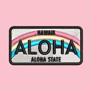 Aloha Hawaii License Plate Patch T-Shirt