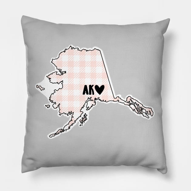 USA States: Alaska (pink plaid) Pillow by LetsOverThinkIt