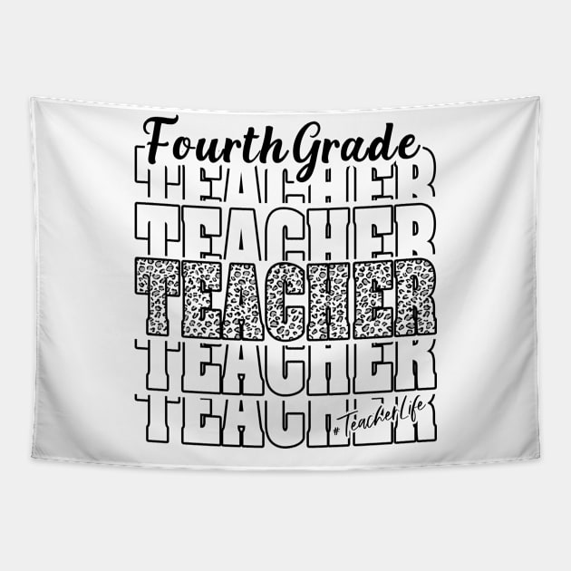 Funny Fourth Grade Teacher School Matching Teaching Leopard Tapestry by luxembourgertreatable