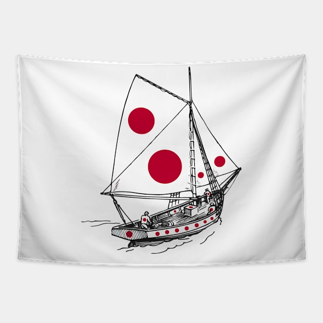 Vintage Japan Ship Sailor Team of Japanese Pride | Support Japan Culture Tapestry by Mochabonk