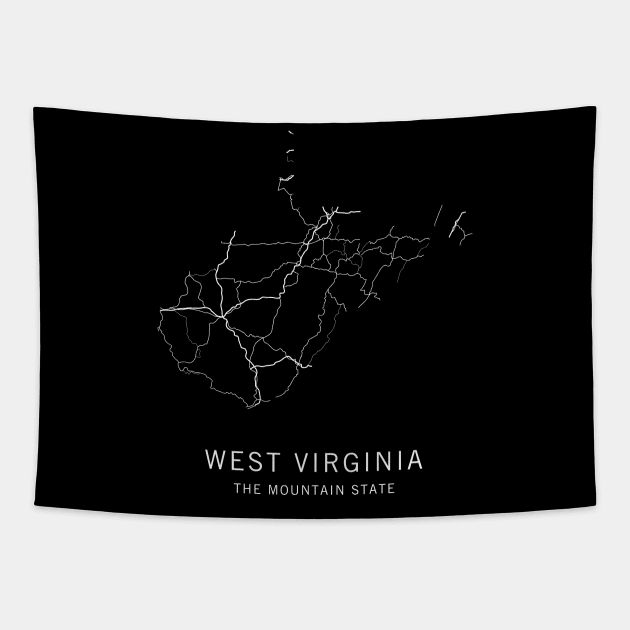 West Virginia State Road Map Tapestry by ClarkStreetPress