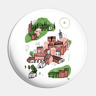 Italian town Illustration for Shirts and Wall Decor Pin