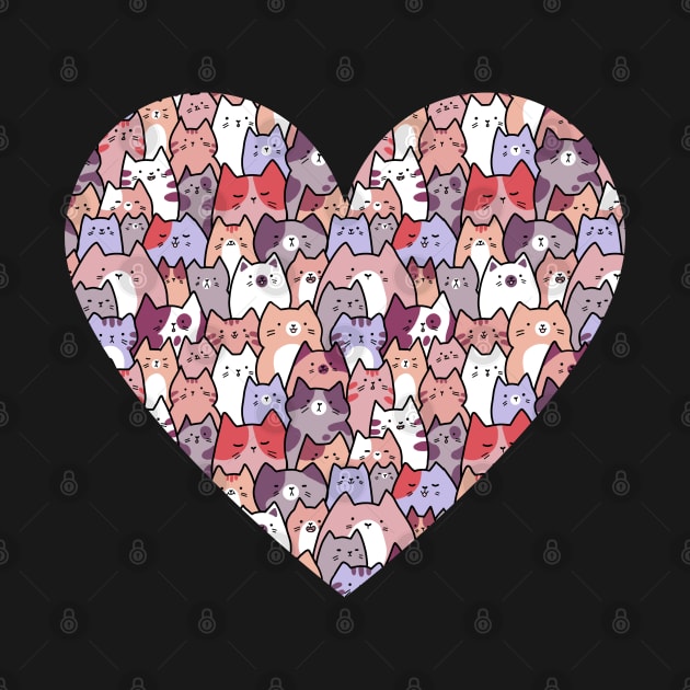 Cute cat pattern in a heart by Yarafantasyart